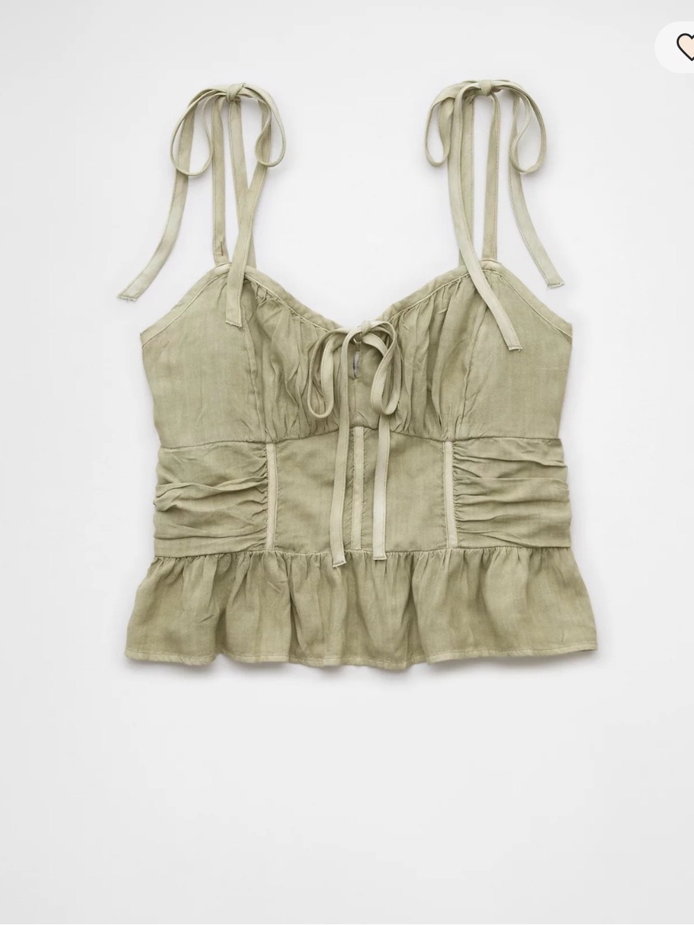American Eagle Tie-Shoulder Corset Peplum Ruffle Tank Top